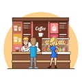 Linear Flat coffee shop drink vector cake donate