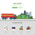 Linear flat Delivery infographics vehicles