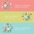 Linear Flat Family Health Vacation vector