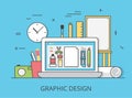 Linear Flat graphic design website art tools vector