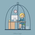 Linear Flat Hard work Business woman sit Cage