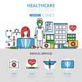 Linear flat healthcare infographics illustr