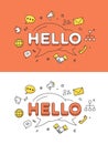 Linear Flat HELLO chat bubble vector image network Royalty Free Stock Photo
