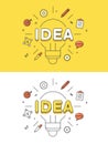 Linear Flat IDEA lamp image vector Business