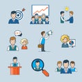 Linear flat line art business people team concept