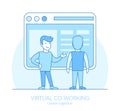 Linear flat line art virtual coworking business ve