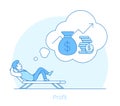 Linear Flat man profit recliner vector Money coins