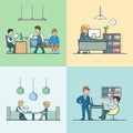 Linear Flat Office life Business meeting interview Royalty Free Stock Photo