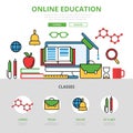 Linear flat Online education infographics K