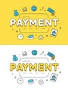 Linear Flat PAYMENT credit card image vector Royalty Free Stock Photo