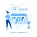 Linear flat Scheduling software concept vector illustration Royalty Free Stock Photo