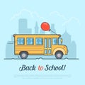 Linear Flat school bus and balloon vector. Back to