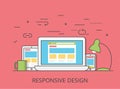 Linear Flat software responsive web design vector Royalty Free Stock Photo