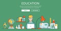 Linear Flat student laptop education website vecto