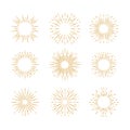 Linear flat sunbursts collection Vector. Royalty Free Stock Photo