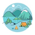 Linear Flat Tent beach lake mountain vector