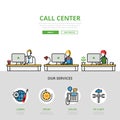 Linear flat User support Call center infographics
