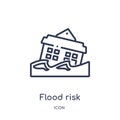 Linear flood risk icon from Insurance outline collection. Thin line flood risk icon isolated on white background. flood risk