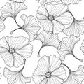 Linear floral background, flowers pattern. Royalty Free Stock Photo