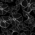 Linear floral background, flowers pattern. Royalty Free Stock Photo