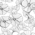 Linear floral background, flowers pattern. Royalty Free Stock Photo