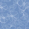 Linear floral background, flowers pattern. Royalty Free Stock Photo