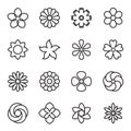 Linear flower icons isolated on a white background