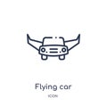 Linear flying car icon from Future technology outline collection. Thin line flying car icon isolated on white background. flying