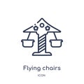 Linear flying chairs icon from Circus outline collection. Thin line flying chairs vector isolated on white background. flying