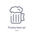 Linear foamy beer jar icon from Bistro and restaurant outline collection. Thin line foamy beer jar vector isolated on white Royalty Free Stock Photo