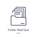Linear folder filled tool icon from Files and folders outline collection. Thin line folder filled tool icon isolated on white