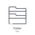 Linear folder icon from Education outline collection. Thin line folder vector isolated on white background. folder trendy