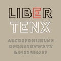 Linear font. Vector alphabet with latin letters and numbers.