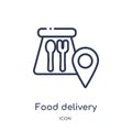 Linear food delivery icon from General outline collection. Thin line food delivery icon isolated on white background. food