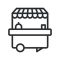 Linear food stall icon. Trade cart line. Food kiosk and trolley vector illustration