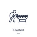 Linear foosball icon from Activity and hobbies outline collection. Thin line foosball vector isolated on white background.