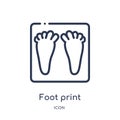 Linear foot print icon from History outline collection. Thin line foot print icon isolated on white background. foot print trendy