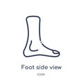 Linear foot side view icon from Human body parts outline collection. Thin line foot side view icon isolated on white background.