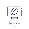 Linear football tv program icon from American football outline collection. Thin line football tv program vector isolated on white