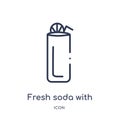 Linear fresh soda with lemon slice and straw icon from Drinks outline collection. Thin line fresh soda with lemon slice and straw