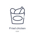 Linear fried chicken icon from Fastfood outline collection. Thin line fried chicken vector isolated on white background. fried