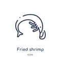 Linear fried shrimp icon from Culture outline collection. Thin line fried shrimp vector isolated on white background. fried shrimp