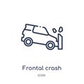 Linear frontal crash icon from Insurance outline collection. Thin line frontal crash icon isolated on white background. frontal