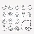 Simple vector illustration with ability to change. Linear fruit icons