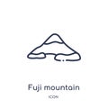 Linear fuji mountain icon from Buildings outline collection. Thin line fuji mountain vector isolated on white background. fuji