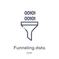Linear funneling data icon from Business and analytics outline collection. Thin line funneling data vector isolated on white