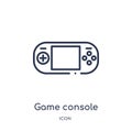 Linear game console icon from Electronic devices outline collection. Thin line game console vector isolated on white background. Royalty Free Stock Photo