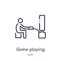 Linear game playing icon from Activity and hobbies outline collection. Thin line game playing vector isolated on white background