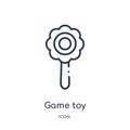 Linear game toy icon from Entertainment and arcade outline collection. Thin line game toy vector isolated on white background.