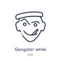 Linear gangster smile icon from Emoji outline collection. Thin line gangster smile vector isolated on white background. gangster Royalty Free Stock Photo